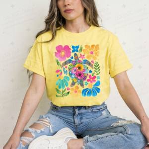BOHO FLORAL SEA TURTLE - DTF TRANSFER