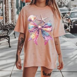 COQUETTE STARFISH & SEASHELL BOW - DTF TRANSFER