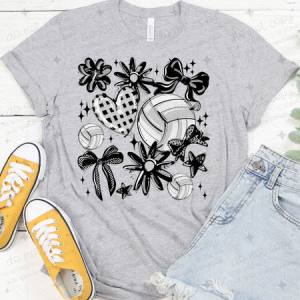 COQUETTE VOLLEYBALL DOODLE - BLACK - DTF TRANSFER