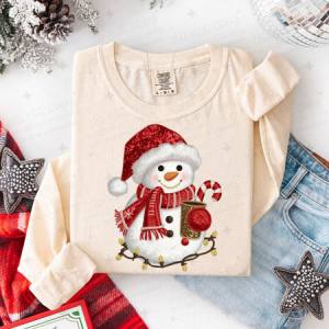 SNOWMAN - FAUX EMBROIDERY/FAUX SEQUIN - DTF TRANSFER