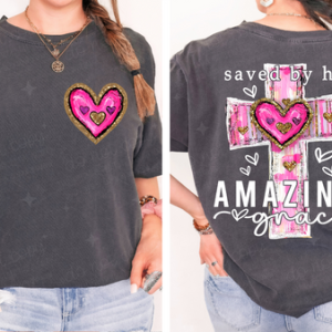 SAVED BY HIS AMAZING GRACE - FRONT+BACK - DTF TRANSFER