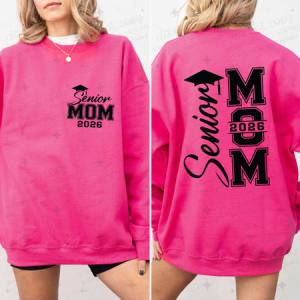 SENIOR MOM 2026 - BLACK - FRONT+BACK - DTF TRANSFER
