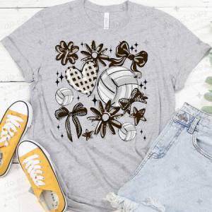 COQUETTE VOLLEYBALL DOODLE - BROWN - DTF TRANSFER