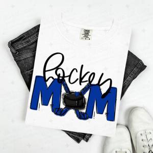HOCKEY MOM - ROYAL BLUE/NO FLOWER - DTF TRANSFER