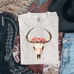FLORAL COW SKULL - DTF TRANSFER