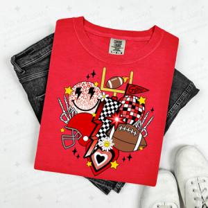 RETRO FOOTBALL - RED/BLACK - DTF TRANSFER