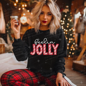 FEELIN JOLLY - FAUX EMBROIDERY/FAUX GLITTER - DTF TRANSFER