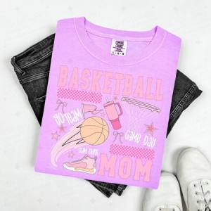 COQUETTE BASKETBALL MOM - WHITE TEXT - DTF TRANSFER