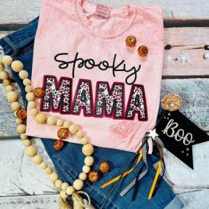 SPOOKY MAMA - FAUX EMBROIDERY - DTF TRANSFER