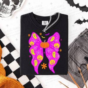 COQUETTE BRIGHT JACK O LANTERN & GHOST BOW - DTF TRANSFER
