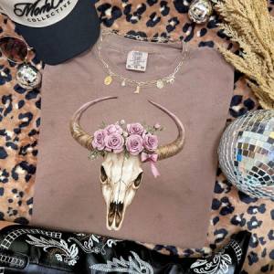 COQUETTE FLORAL COW SKULL - DTF TRANSFER