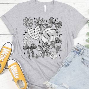 COQUETTE VOLLEYBALL DOODLE - GREY - DTF TRANSFER