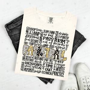 BASKETBALL - VEGAS GOLD/BLACK - DTF TRANSFER