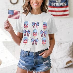 COQUETTE PATRIOTIC POPSICLES AND BOWS GRID - DTF TRANSFER