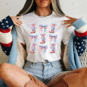 COQUETTE PATRIOTIC BOOTS & BOWS GRID - DTF TRANSFER