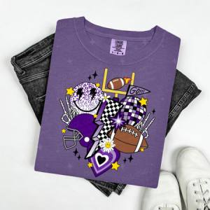RETRO FOOTBALL - PURPLE/BLACK - DTF TRANSFER