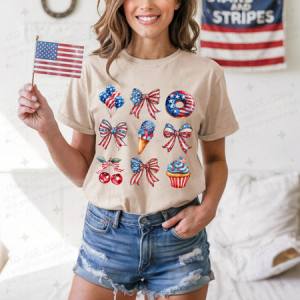 COQUETTE PATRIOTIC SNACKS AND BOWS GRID - DTF TRANSFER