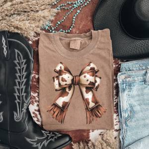 COQUETTE FAUX LEATHER COW PRINT BOW - DTF TRANSFER