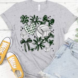 COQUETTE VOLLEYBALL DOODLE - DARK GREEN - DTF TRANSFER