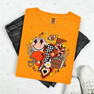 RETRO FOOTBALL - ORANGE/BLACK - DTF TRANSFER