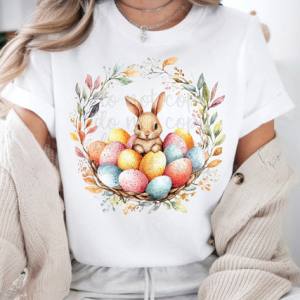 FLORAL BUNNY WREATH - DTF TRANSFER