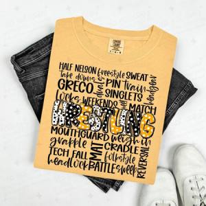 WRESTLING DOODLE - YELLOW/BLACK - DTF TRANSFER