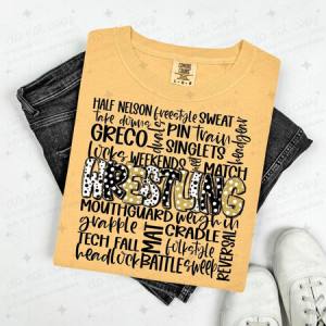 WRESTLING DOODLE - VEGAS GOLD/BLACK - DTF TRANSFER