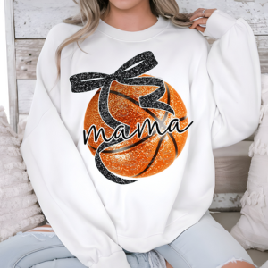 BASKETBALL MAMA - FAUX GLITTER - DTF TRANSFER