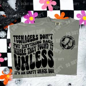 TEENAGERS DON'T PUT ANYTHING BACK - FRONT+BACK - DTF TRANSFER