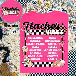 TEACHER VIBES - FRONT+BACK - DTF TRANSFER