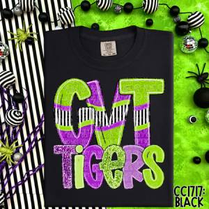 PURPLE & LIME REVAMPED SCHOOL INITIALS W/ MASCOT - MOCKUP ONLY