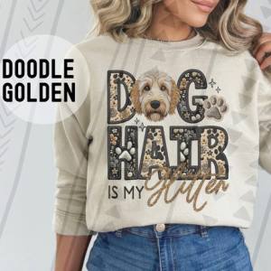 DOG HAIR IS MY - FAUX GLITTER/FAUX EMBROIDERY - DTF TRANSFER