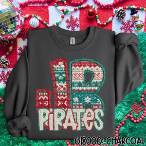 FAUX EMBROIDERY CHRISTMAS SCHOOL INITIALS W/ MASCOT - MOCKUP ONLY