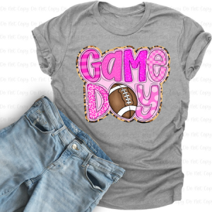 GAME DAY PINK WITH LEOPARD  - DTF TRANSFER