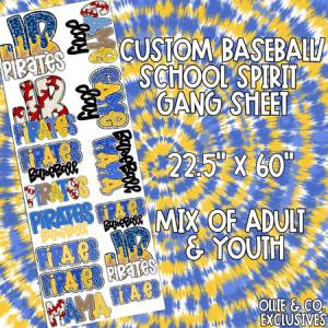 SCHOOL SPIRIT GANG SHEET - 22X60 - PREMADE GANG