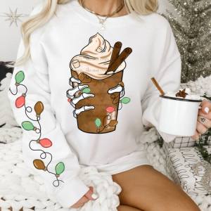HOT COCOA W/ CHRISTMAS LIGHTS SLEEVE - FRONT+SLEEVE - DTF TRANSFER