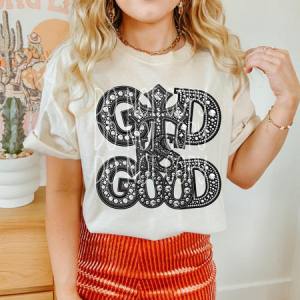 GOD IS GOOD - FAUX RHINESTONES - DTF TRANSFER