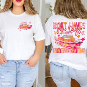 BOAT WAVES SUN RAYS LAKE DAYS - FRONT+BACK - DTF TRANSFER