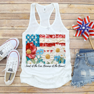 LAND OF THE FREE BECAUSE OF THE BRAVE BRUSHSTROKE- DTF TRANSFER