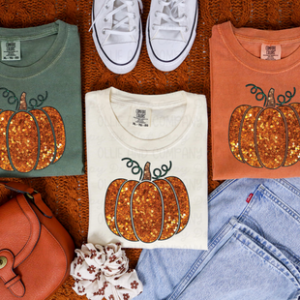 PUMPKIN - FAUX EMBROIDERY/FAUX SEQUIN - DTF TRANSFER