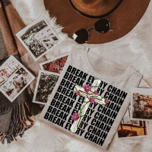 BREAK EVERY CHAIN WHITE CROSS *OLLIE & CO. EXCLUSIVE* - DTF TRANSFER