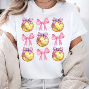 DISCO SOFTBALL & BOWS - DTF TRANSFER