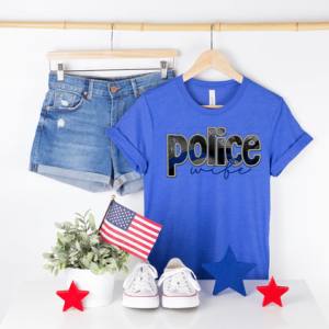 POLICE WIFE - FAUX EMBROIDERY - DTF TRANSFER