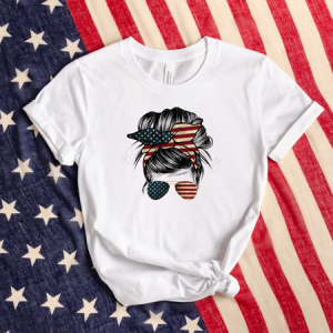 MESSY BUN AMERICAN FLAG - DTF TRANSFER