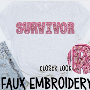 SURVIVOR - *OLLIE & CO. EXCLUSIVE* - FAUX EMBROIDERY/FAUX SEQUIN - DTF TRANSFER