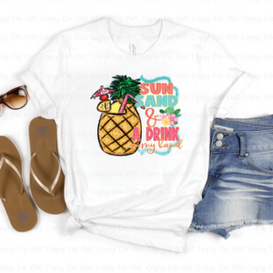 SUN SAND AND A DRINK IN MY HAND - DTF TRANSFER