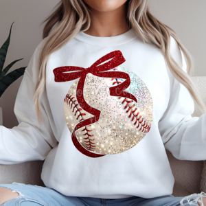 BASEBALL BOW - FAUX GLITTER - DTF TRANSFER