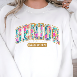 SENIOR FLORAL GOLD OUTLINE - DTF TRANSFER