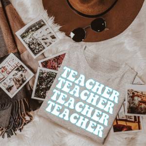 TEACHER WHITE & BLUE *OLLIE & CO. EXCLUSIVE* - DTF TRANSFER