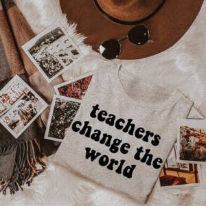 TEACHERS CHANGE THE WORLD BLACK *OLLIE & CO. EXCLUSIVE* - DTF TRANSFER